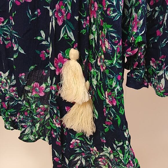 Entro Floral Lace Up High Low Boho Dress Large - Picture 9 of 11